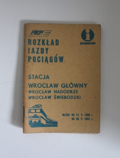 Zdjęcie oferty: Rozkład jazdy pociągów Wrocław 1990-1992