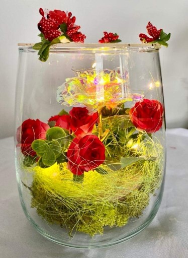 Zdjęcie oferty: Róża w szkle z oświetleniem, na prezent walentynki
