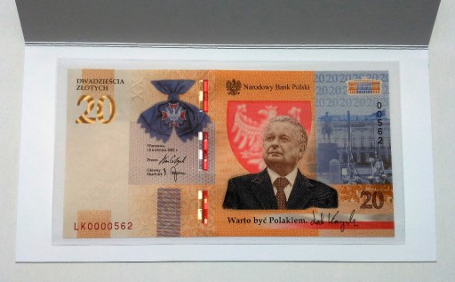 Zdjęcie oferty: 20 zł Lech Kaczyński. Niski numer 0000562 !!!!!!!!