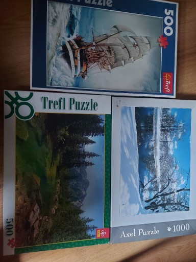 Zdjęcie oferty: Zestaw 3x puzzle Axel 1000 Trefl 2x 500 niekomplet