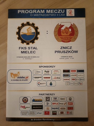 Zdjęcie oferty: Program Stal Mielec - Znicz Pruszków 2015/16