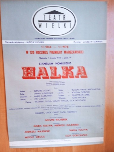 Zdjęcie oferty: Afisz teatralny - "Halka" - Teatr Wielki 1978 r.