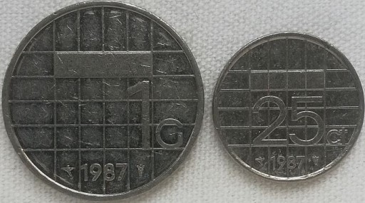 Zdjęcie oferty: Holandia 25 cents i 1 gulden 1987, KM#204 i KM#205