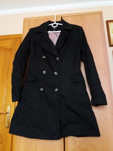 Zdjęcie oferty: Czarny wiosenny dwurzędowy płaszcz H&M 38 M