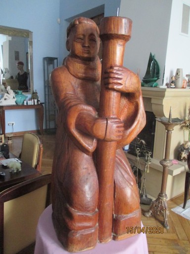 Zdjęcie oferty: Duża rzeźba Anioł , świecznik , drewno , XIX w !!!