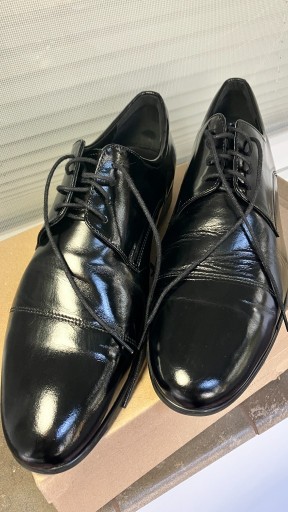 Zdjęcie oferty: Eleganckie buty RYŁKO (43) - czarne Oksfordy do garnituru