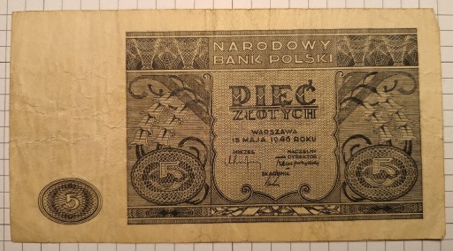 Zdjęcie oferty: llRP 5 zł złotych 1946 Ładny Stan