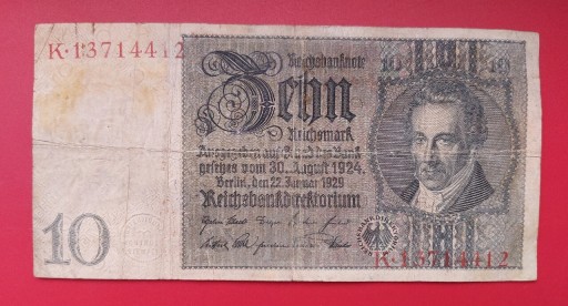 Zdjęcie oferty: 10 reichsmark 1924 rok, seria K