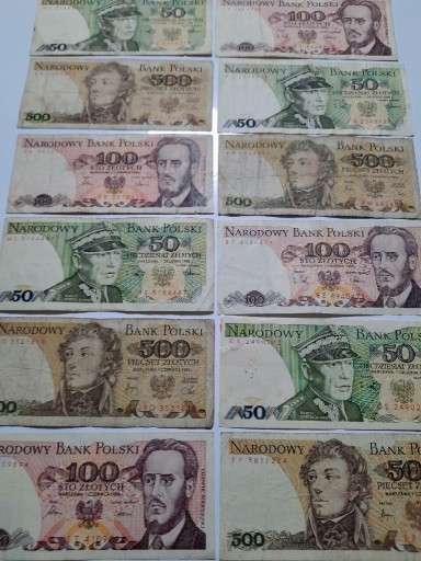 Zdjęcie oferty: N189- 12 BANKNOTÓW PRL OD 50 ZŁ DO 500 ZŁOTYCH 