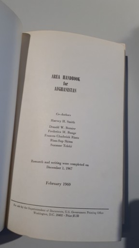 Zdjęcie oferty: Area Handbook For Afghanistan - H.H.Smith D.W.Bern