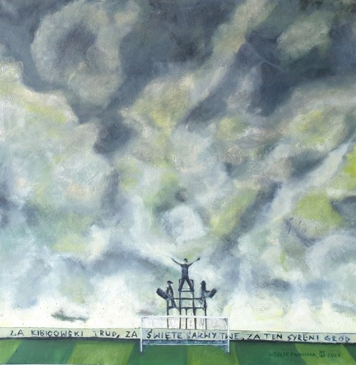 Zdjęcie oferty: LEGIA Obraz olejny malowany zawerniksowany 80x80 