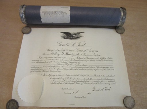 Zdjęcie oferty: Mianowanie Ambasadora USA podpis Geralda Forda