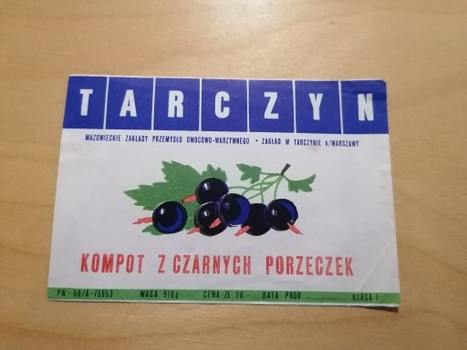 Zdjęcie oferty: Etykieta kompot Tarczyn k. Warszawy