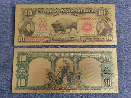 Zdjęcie oferty: USA banknot pozłacany BIZON 10 dolarów 