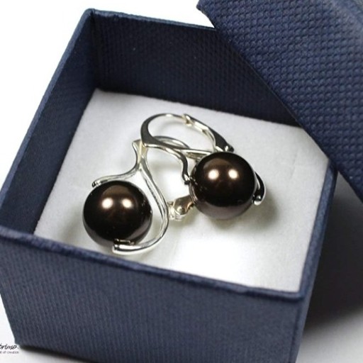 Zdjęcie oferty: Kolczyki srebrne Pearl Dark Brown Perły Swarovski