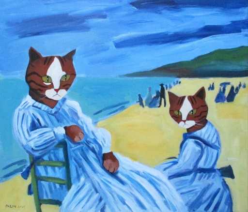 Zdjęcie oferty: Koty na plaży wg Moneta, 60x70, kot, koty