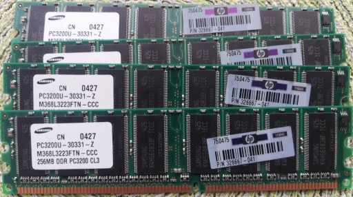 Zdjęcie oferty: 4 szt DDR 256MB Samsung PC3200 CL3