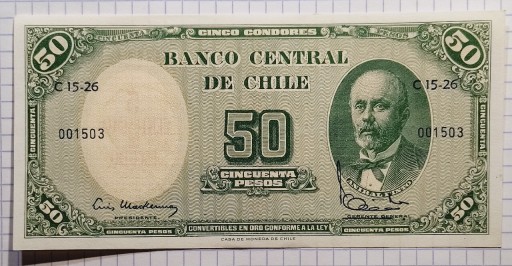 Zdjęcie oferty: Banknot ,Chile 50 pesos 