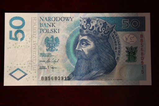 Zdjęcie oferty: Banknot  50zł Kazimierz Wielki 2017r. Seria BB UNC