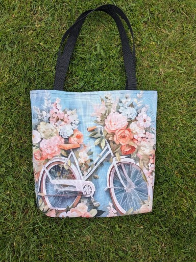 Zdjęcie oferty: Torba na zakupy shopperka rower kwiaty wodoodporna