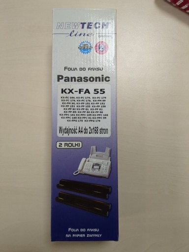 Zdjęcie oferty: Folia do faksu Panasonic KX-FA 55 nowa 2 rolki 