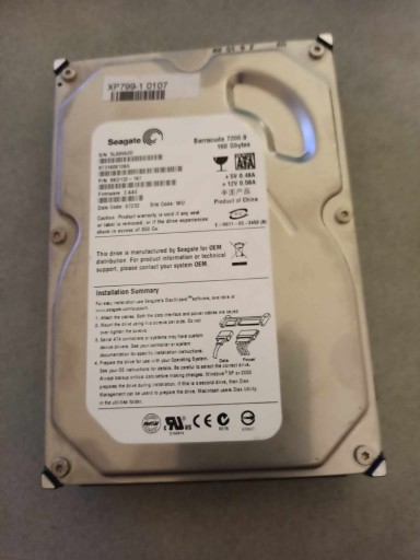 Zdjęcie oferty: DYSK TWARDY SEAGATE BARRACUDA 160 GB 7.200 3'5