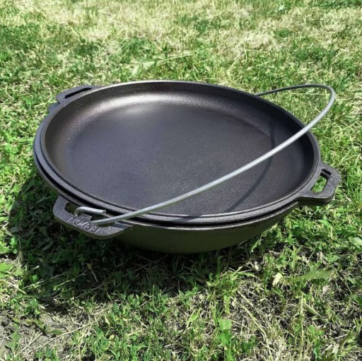 Zdjęcie oferty: kociołek żeliwny kazan 8l grill z pokrywą-patelnią