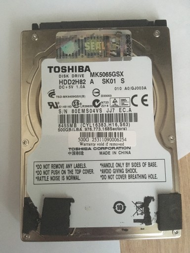 Zdjęcie oferty: Dysk HDD Mk5065GSX 500GB