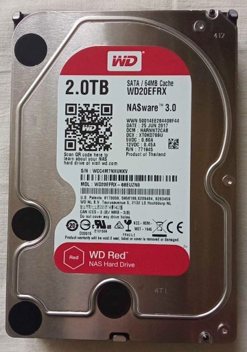 Zdjęcie oferty: Dysk HDD WD RED WD20EFRX 2TB, SMART 13500h, mam 8 szt. Będzin 
