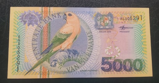 Zdjęcie oferty: Surinam 5000 guldenów 2000 UNC