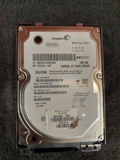 Zdjęcie oferty: Dysk twardy Seagate ST9120821AS | FW 7.24 | 120 GB