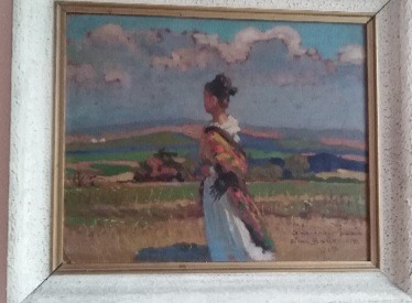 Zdjęcie oferty: Obraz Kobieta w szalu Antoni Bartkowski 1917 r.