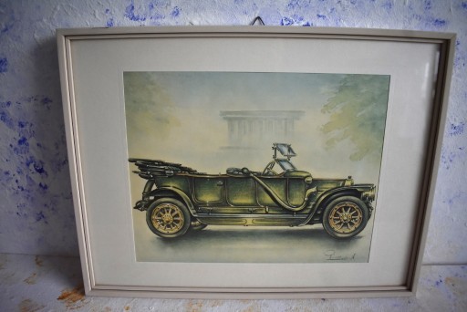Zdjęcie oferty: Obraz grafika samochodu początek XX wieku