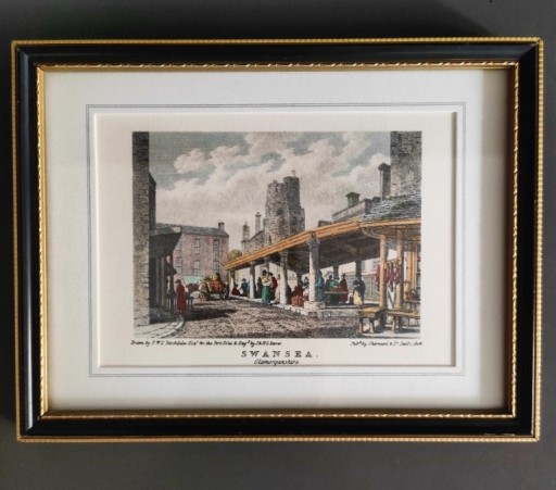 Zdjęcie oferty: Stara sygnowana rycina 1824 "Swansea" antyk 