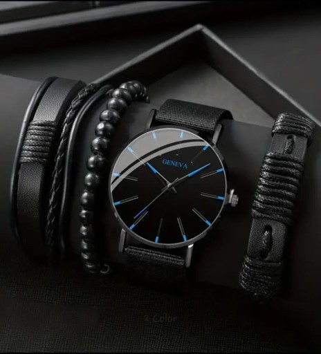 Zdjęcie oferty: Czarny zegarek męski + 3 bransoletki GRATIS