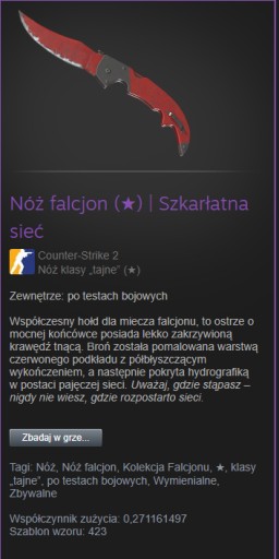 Zdjęcie oferty: Falchion knife Crimson web FT 0.27 float