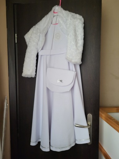 Zdjęcie oferty: Alba- sukienka komunijna, futszane bolerko, torebk