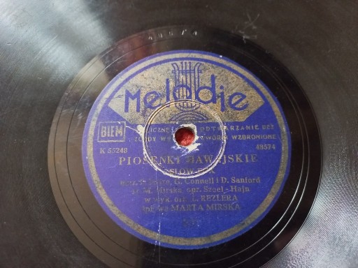 Zdjęcie oferty: płyta szelakowa polska Melodje 191 piosenki hawajskie aloha Mirska slowfox