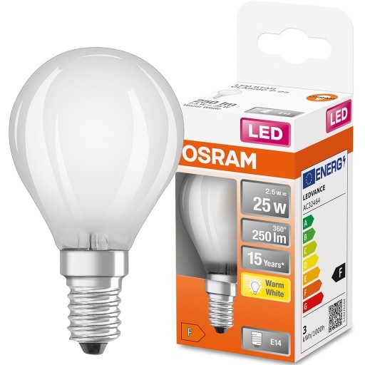 Zdjęcie oferty: 24 x Żarówka LED KULKA E14 2,5W = 25W 2700K OSRAM