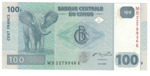 Zdjęcie oferty: Kongo 100 Frank 2007 r