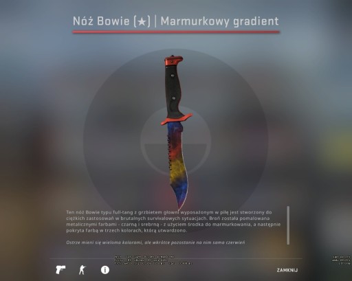 Zdjęcie oferty: Nóż Bowie|Marmurkowy gradient FN kosa skin CS GO