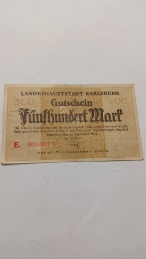 Zdjęcie oferty: 500 Marek 1922 rok Niemcy