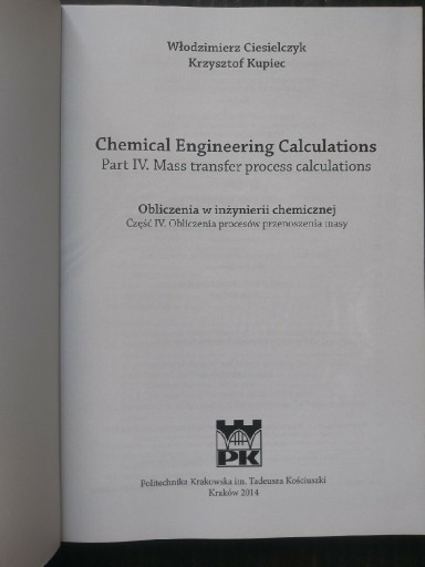 Zdjęcie oferty: Chemical engineering Calculations Part IV