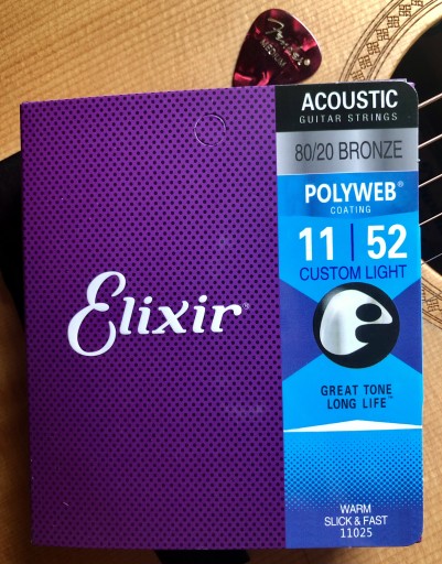 Zdjęcie oferty: Struny Elixir 11-52 Polyweb 80/20 Bronze Kostka