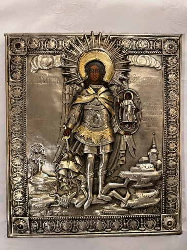 Zdjęcie oferty: Prawosławna ikona- Michał Archanioł, srebrzona 