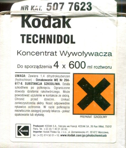 Zdjęcie oferty: wywoływacz Kodak Technidol