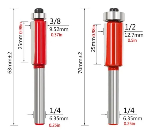 Zdjęcie oferty: Frezy proste z dolnymi łożyskami 6,35mm 2 szt.