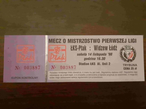 Zdjęcie oferty: ŁKS ŁÓDŹ - WIDZEW ŁÓDZ 1998 