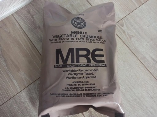 Zdjęcie oferty: MRE USA Menu II: VEGETABLE CRUMBLES WITH PASTA 