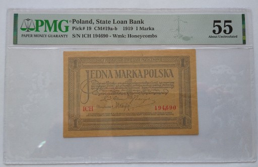 Zdjęcie oferty: 1 MARKA POLSKA  1919  PMG 55  SERIA ICH